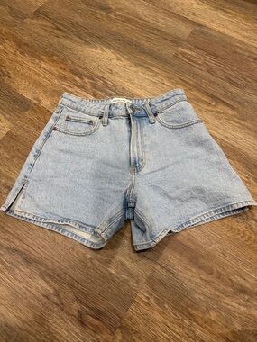 Abercrombie & Fitch Pale Blue High-Rise Relaxed Denim Shorts